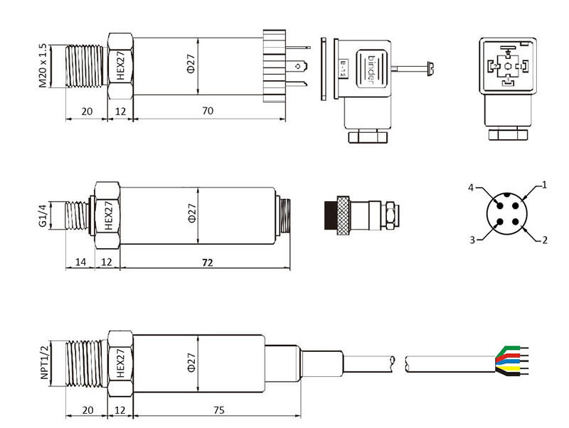 EST-AIR High Accuracy Pressure Transmitters drawing