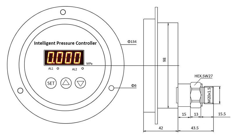 ESC202 Intelligent Pressure Controller drawing back