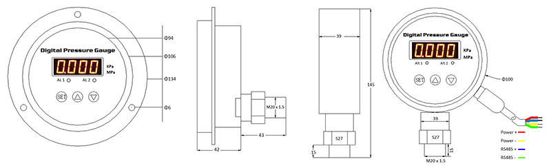 ESG101 Digital Pressure Gauge drawing