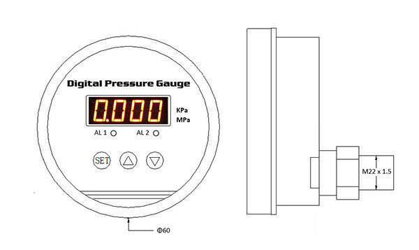 ESG102 Digital Display Pressure Gauge drawing
