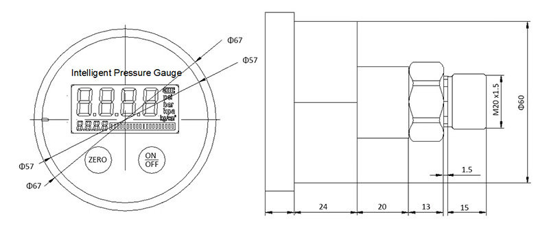 ESG103 Battery Digital Pressure Gauge drawing back
