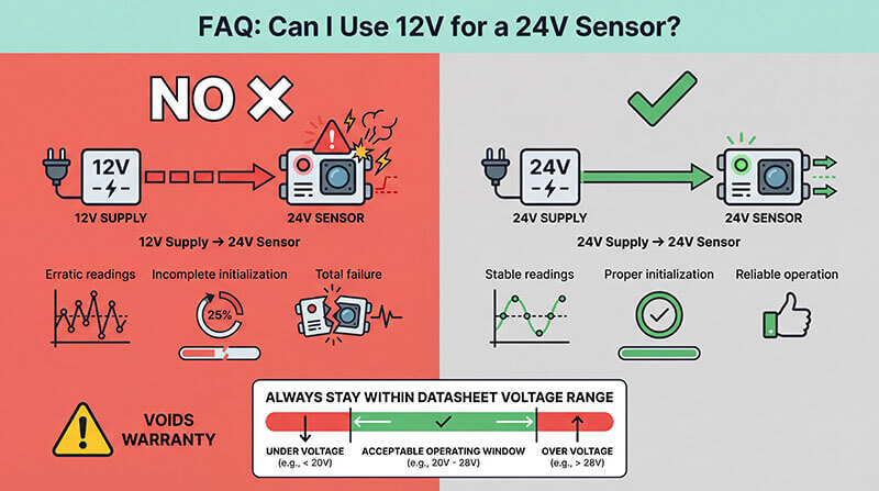 FAQ-Can I use a 12V power supply for a 24V pressure sensor