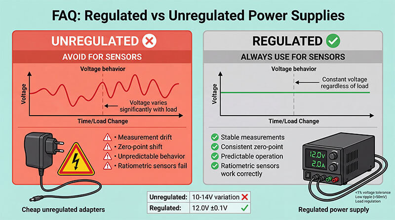 FAQ-What's the difference between regulated and unregulated power supplies for sensors