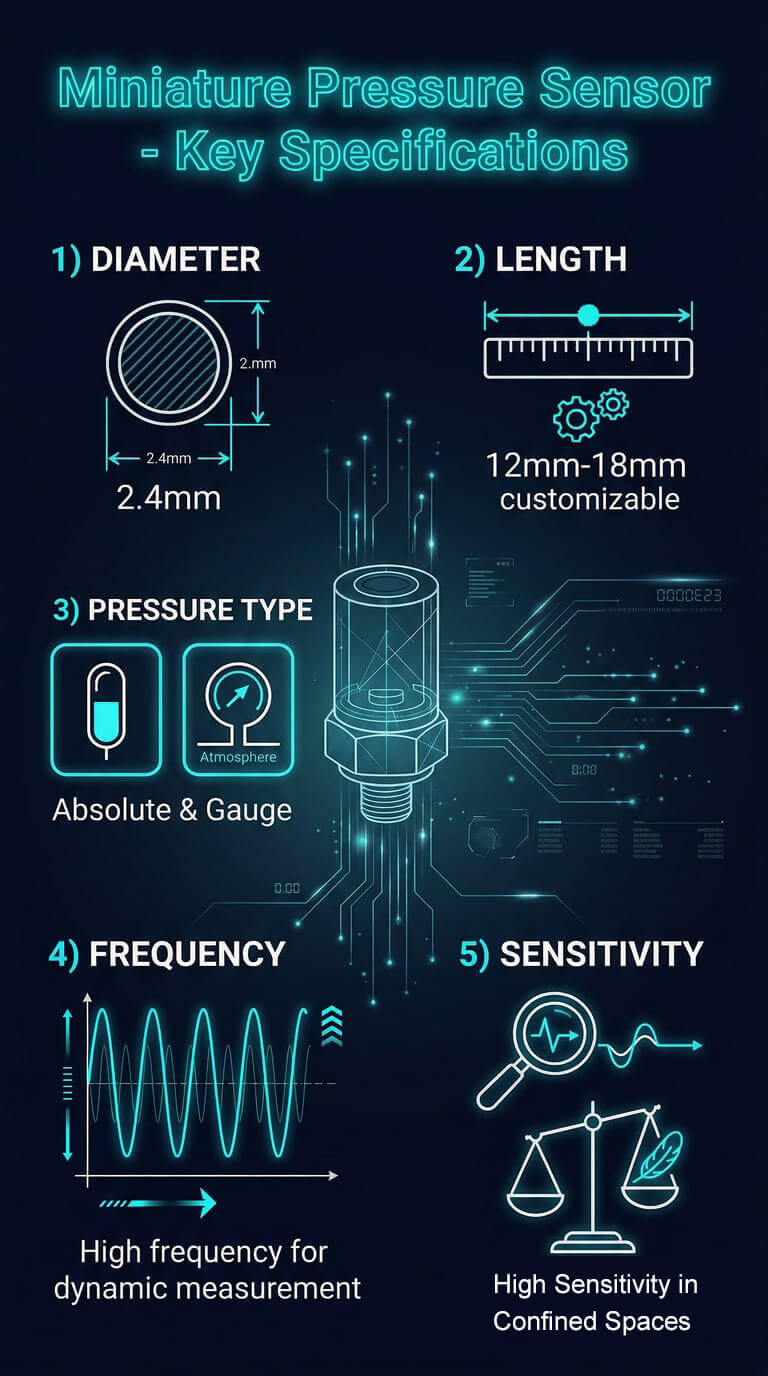 Infographic of miniature pressure sensor-ESM500 serial