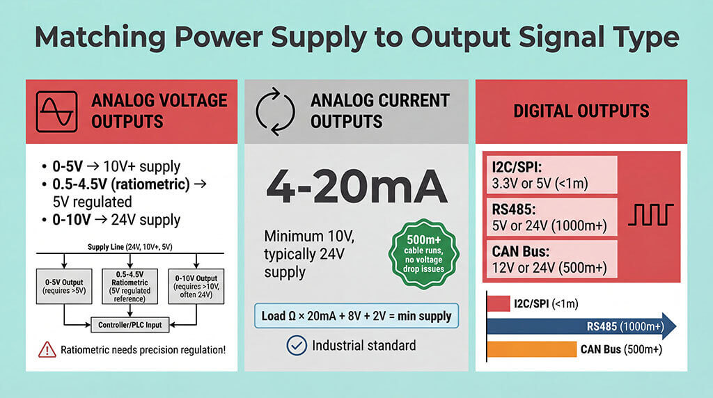 Matching power supply to output signal type